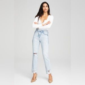 Good American Skinnyish fit, hi-rise light wash distressed jean SIZE 10/30